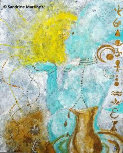 Toile acrylique coton 41x33 cm - Origines célestes - 100€