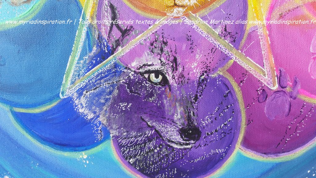 toile acrylique harmonie du foyer animal totem loup Myriadinspiration